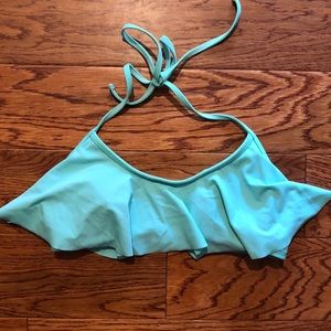Teal flowy halter bikini top